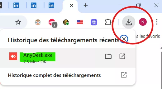 Téléchargement de l'application AnyDesk